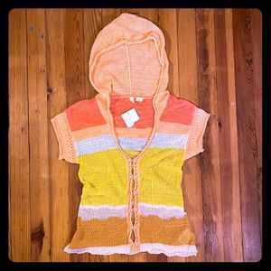 Anthropologie Moth Summer Pastel Knit Hooded Top